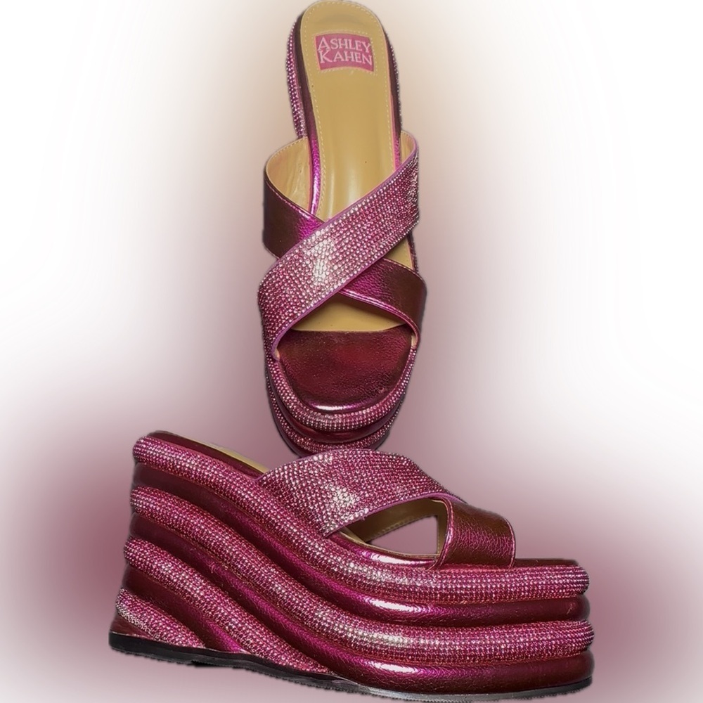 Ashley Kahen Carnival Pink Wedge Sandal size 7 - Picture 8 of 8